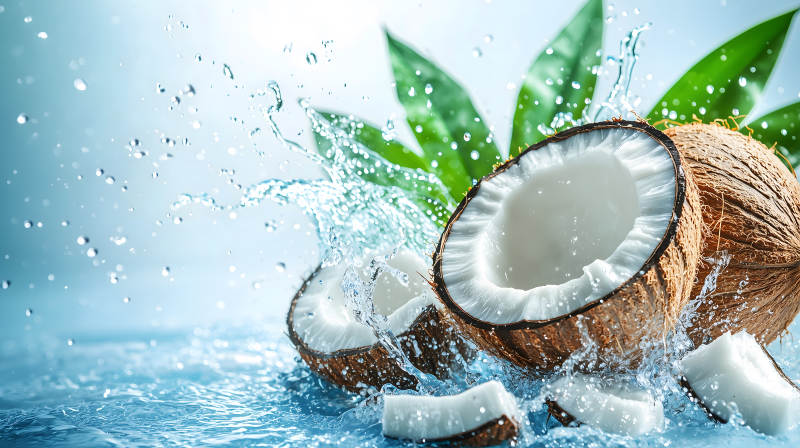 水花四溅的椰香诱惑图片