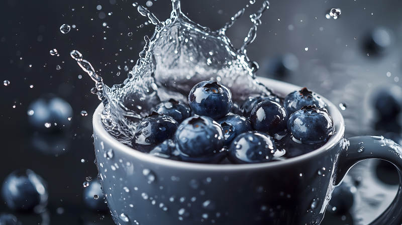 蓝莓水花飞溅的瞬间图片