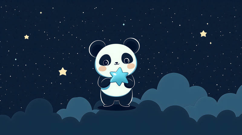 星空下的熊猫守护者图片