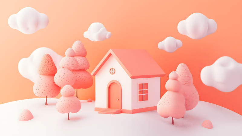 粉色梦幻小屋图片