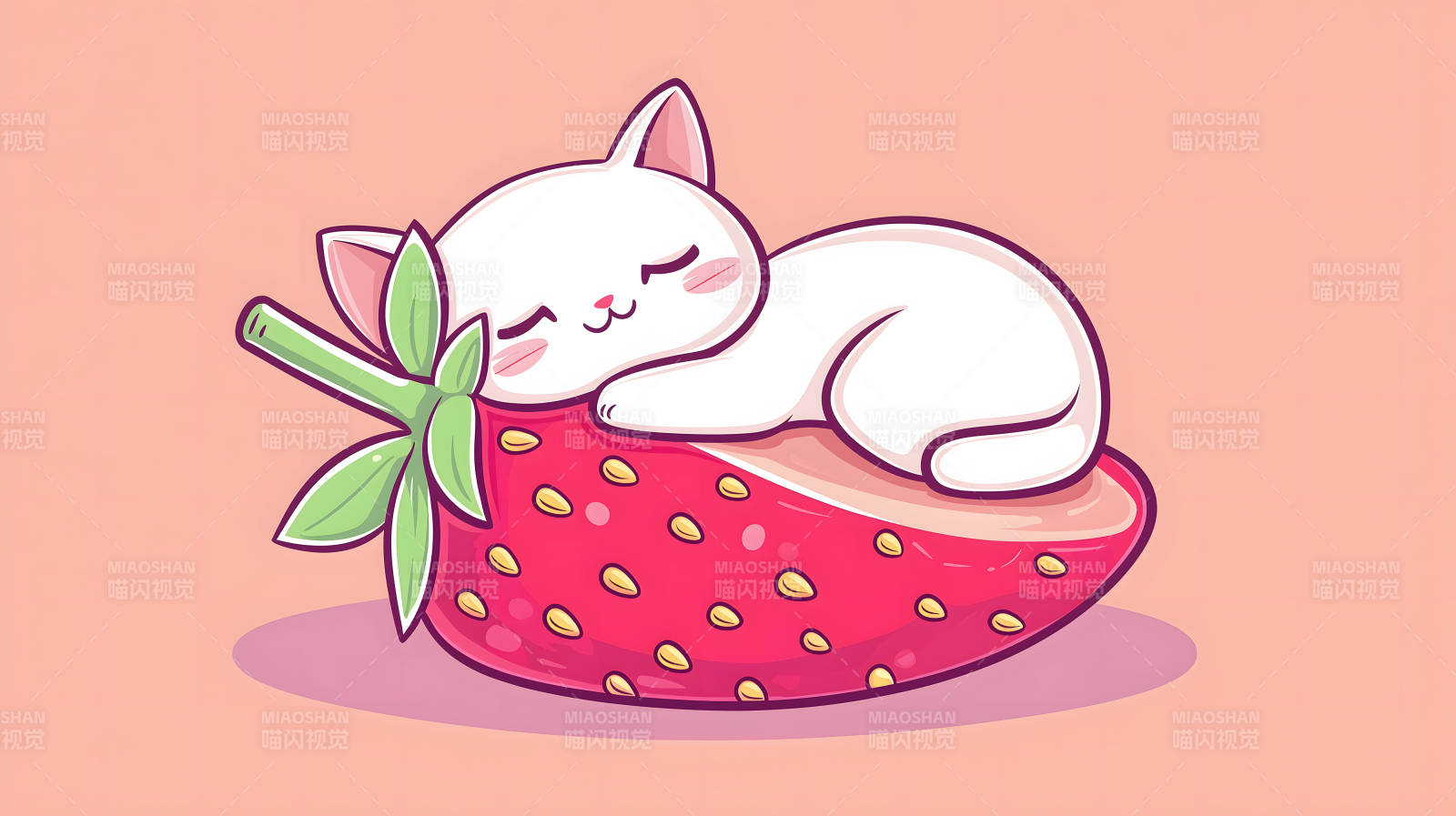 猫咪与草莓的甜蜜相遇图片