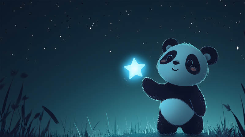 星空下的熊猫守护者图片