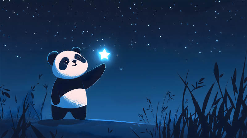 星空下的熊猫守护者图片