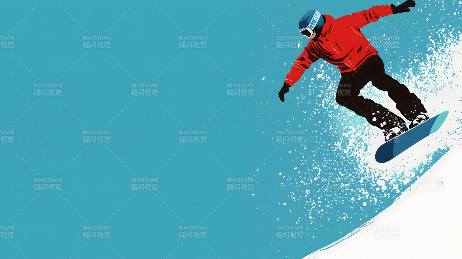 雪山飞驰的滑雪少年图片