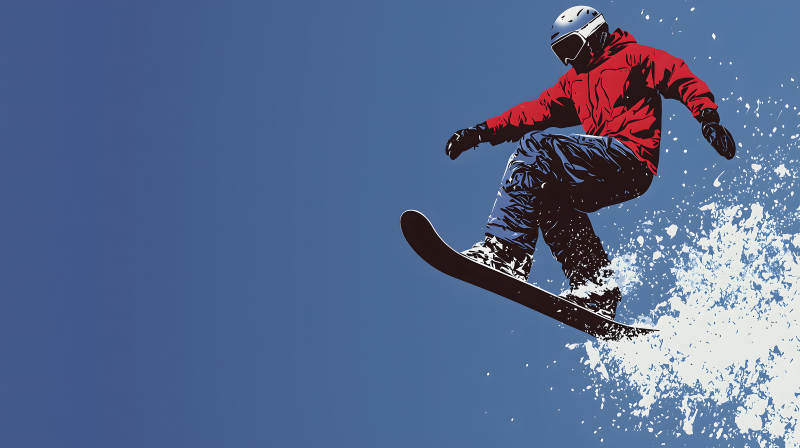 雪山飞驰的滑雪少年图片