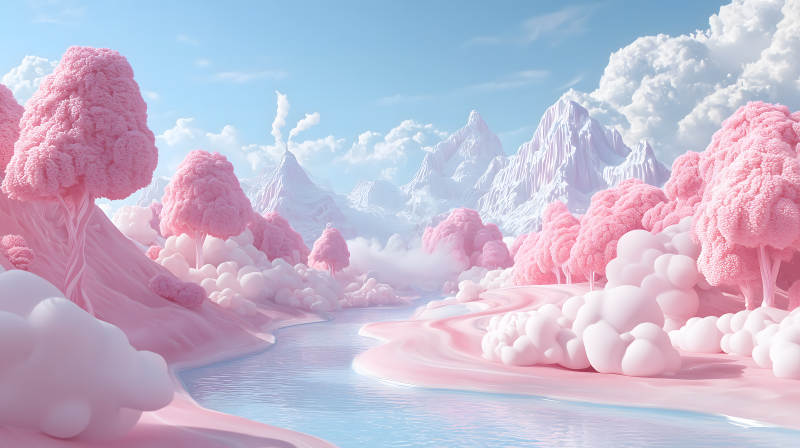 粉色梦幻糖果世界图片