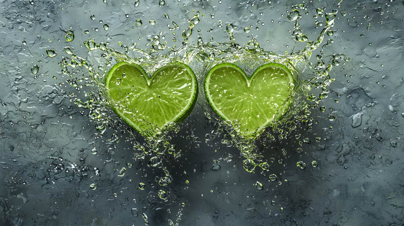 青柠爱心水花绽放图片