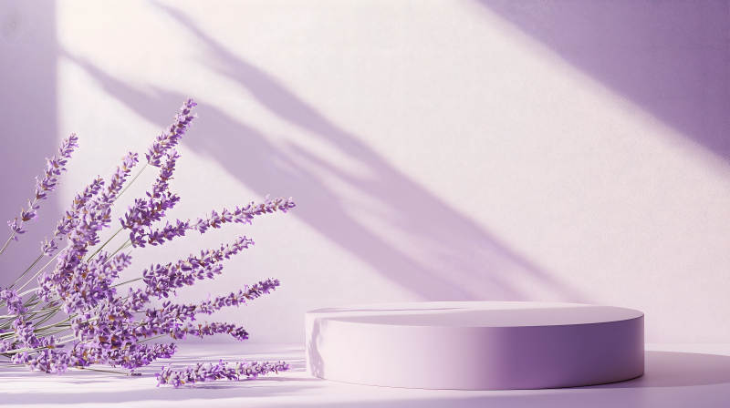 薰衣草与极简主义展台图片