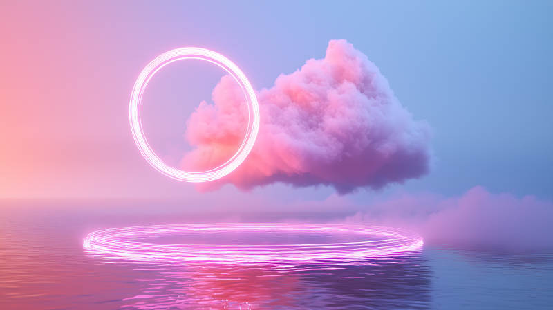 霓虹光环与云端梦境图片