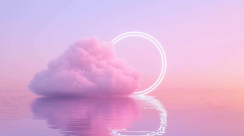 霓虹光环与云端梦境图片