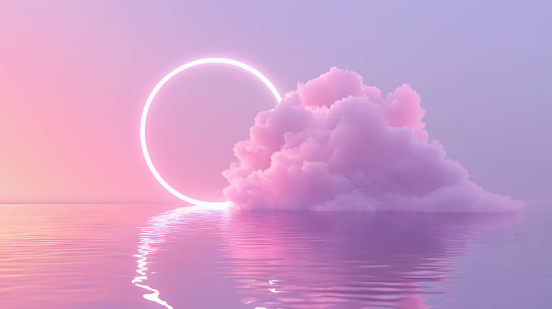 霓虹光环与云端梦境图片