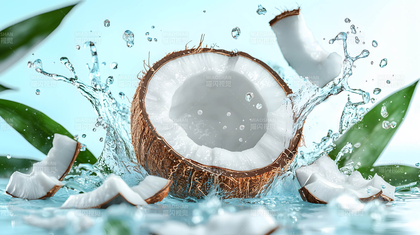 水花四溅的椰香诱惑图片