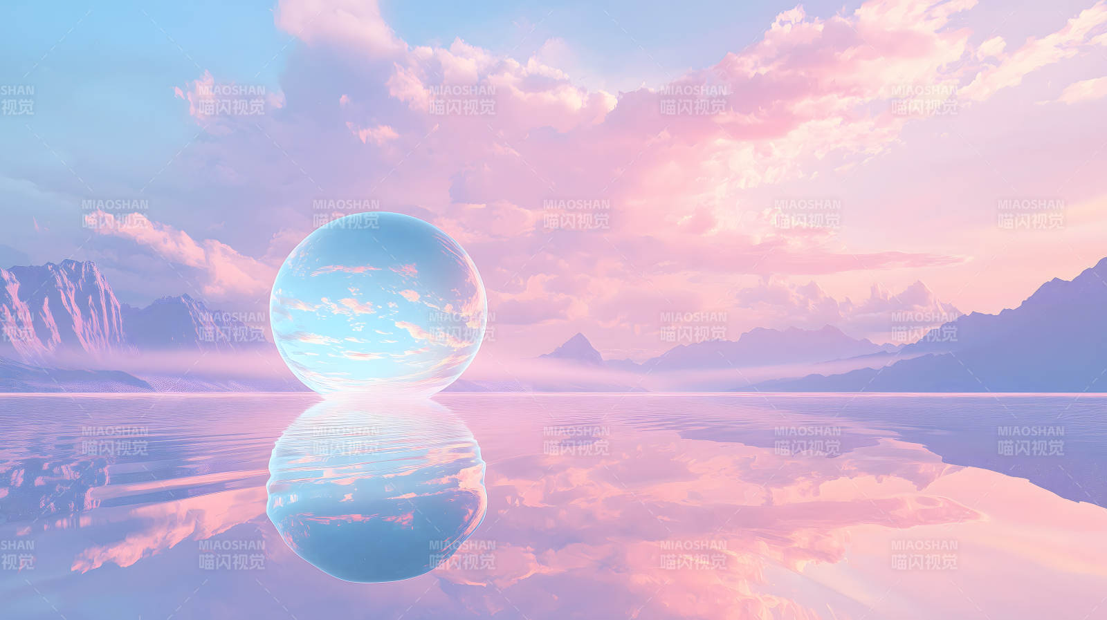 湖面上的水晶球图片