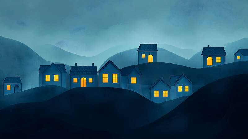 月夜下的童话村落图片