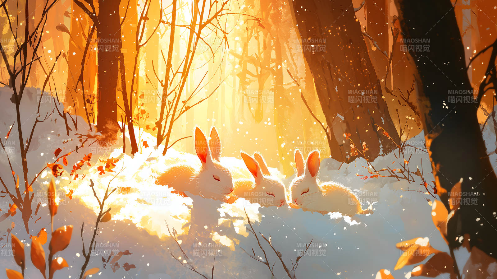 冬日暖阳下的兔子图片