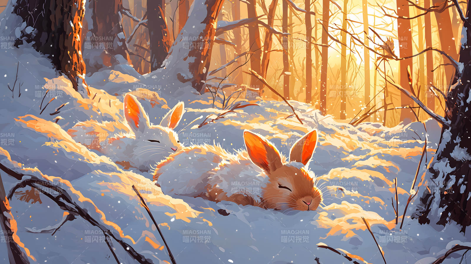 冬日暖阳下的兔子图片
