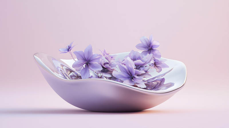 淡雅花器中的紫色浪漫图片