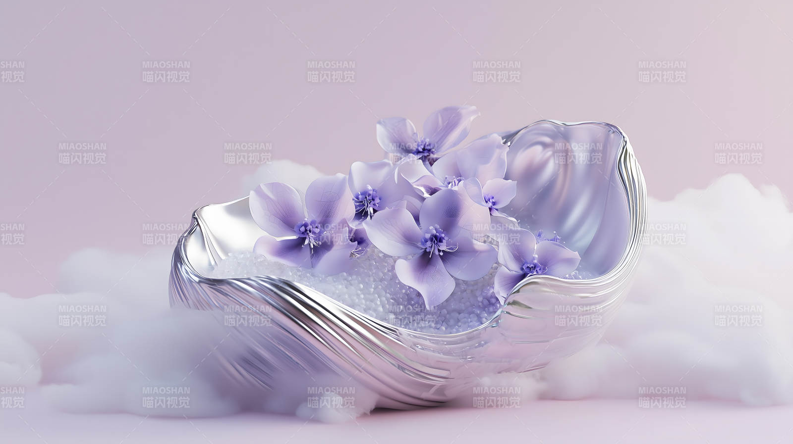 淡雅花器中的紫色浪漫图片