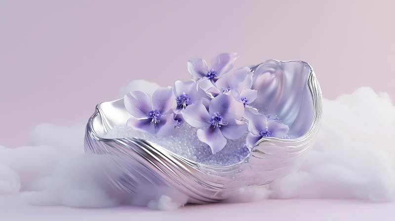 淡雅花器中的紫色浪漫图片