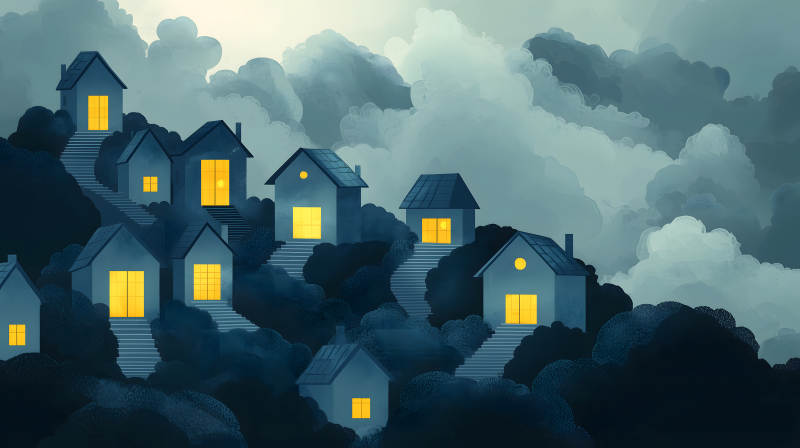 月夜下的童话村落图片