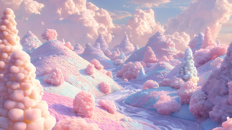 粉色梦幻糖果世界图片