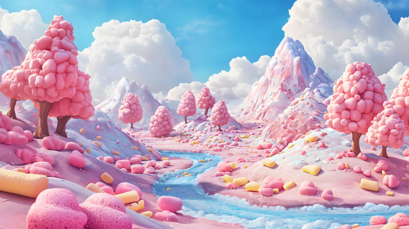 粉色梦幻糖果世界图片