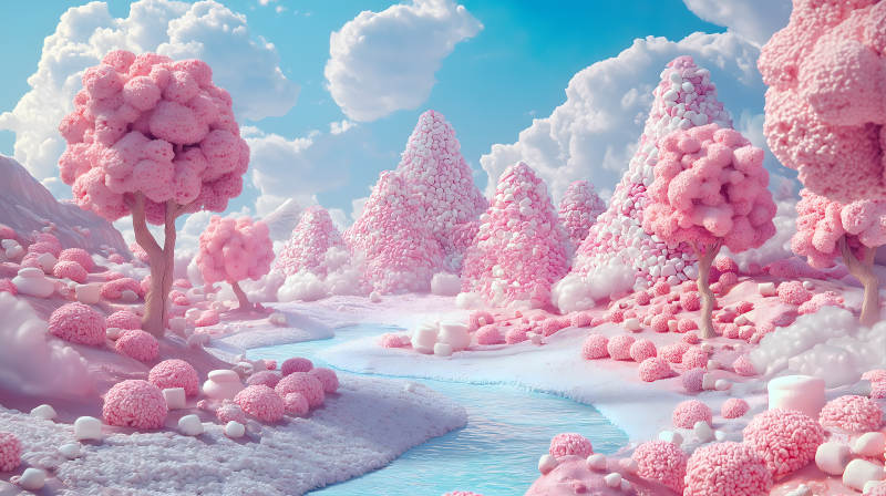 粉色梦幻糖果世界图片