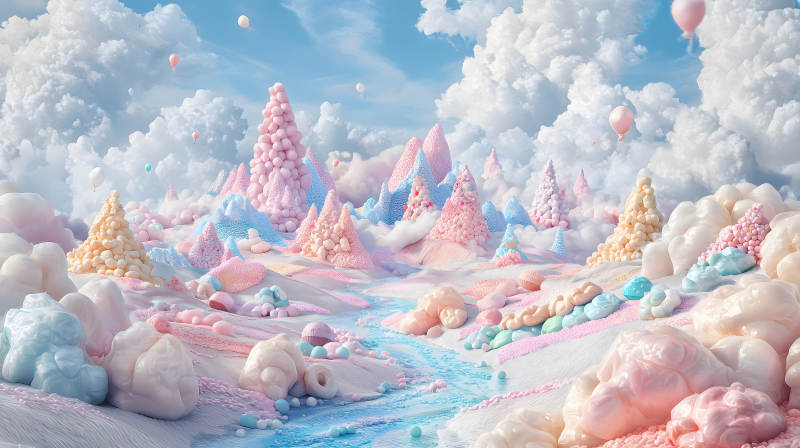粉色梦幻糖果世界图片