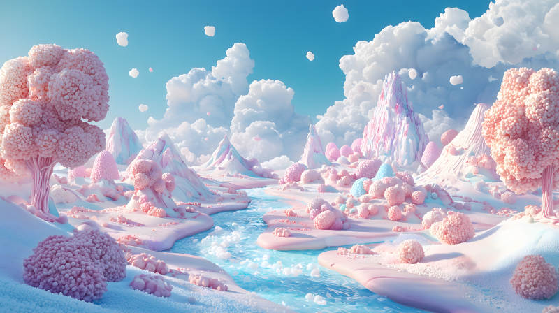 粉色梦幻糖果世界图片