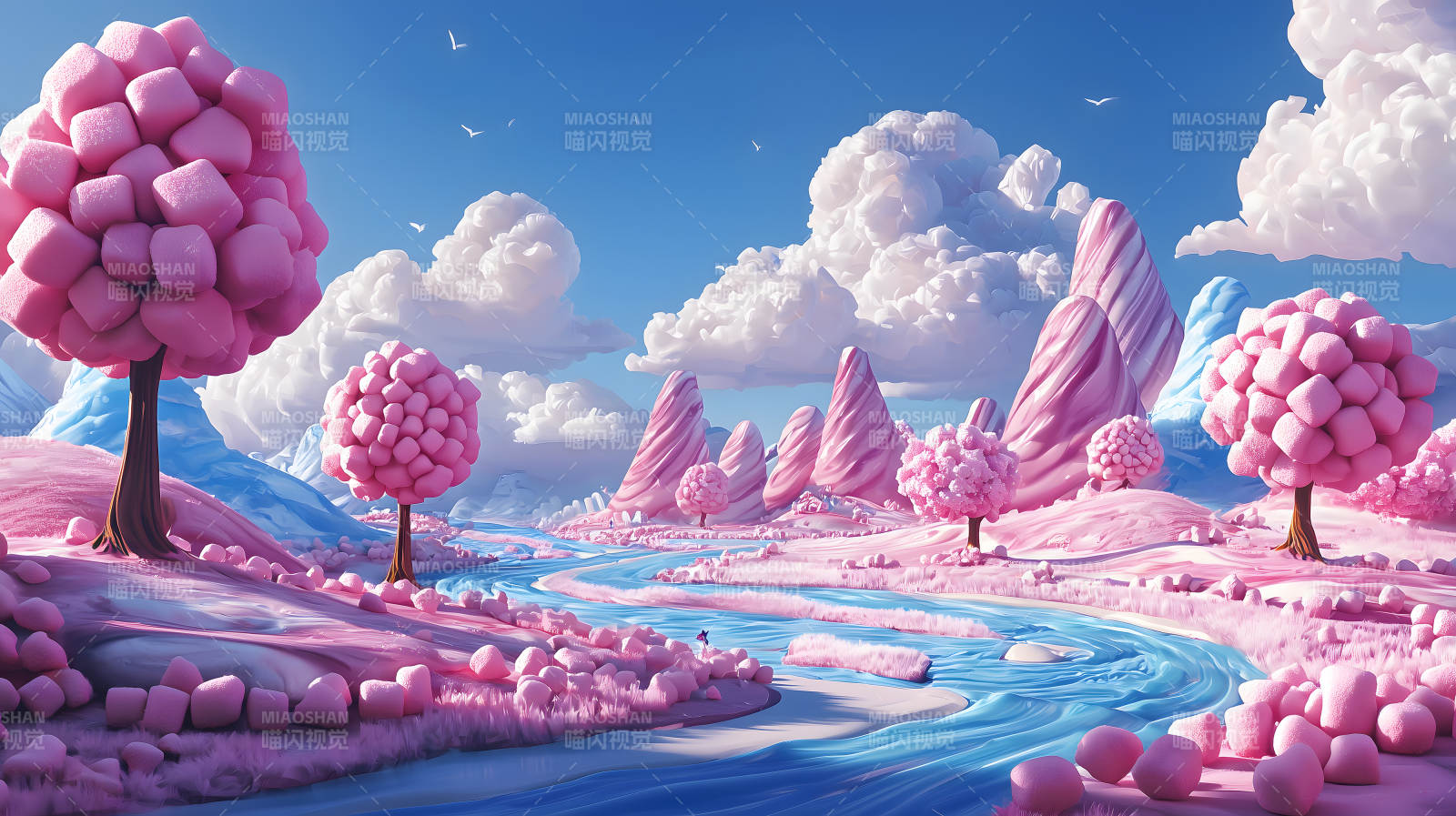 粉色梦幻糖果世界图片