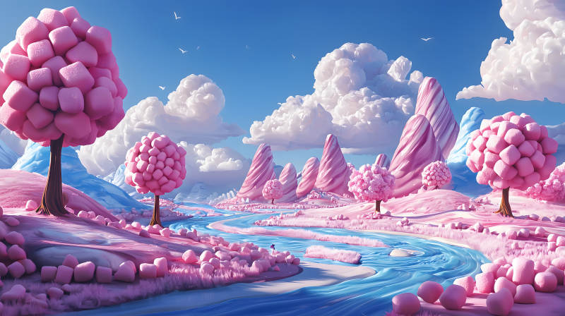 粉色梦幻糖果世界图片