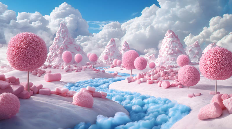 粉色梦幻糖果世界图片