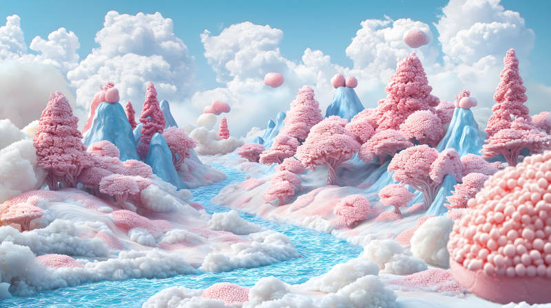 粉色梦幻糖果世界图片