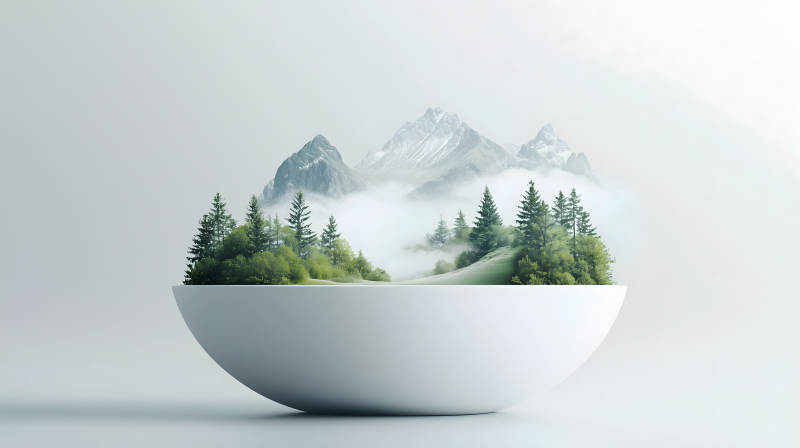 碗中的微缩山水世界图片