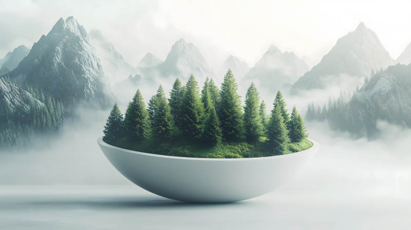 碗中的微缩山水世界图片