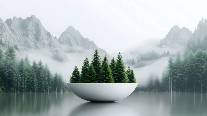 碗中的微缩山水世界图片