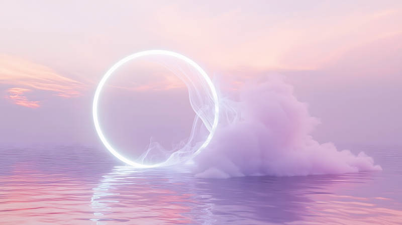 霓虹光环与云端梦境图片