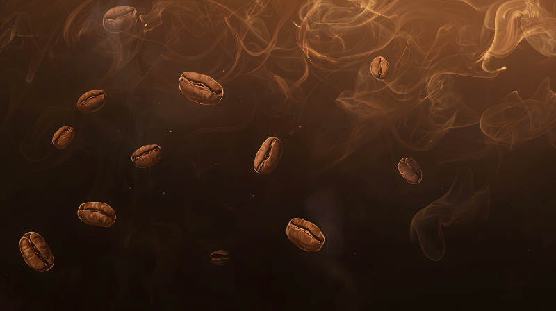 咖啡豆的金色漩涡图片