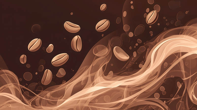 咖啡豆的金色漩涡图片