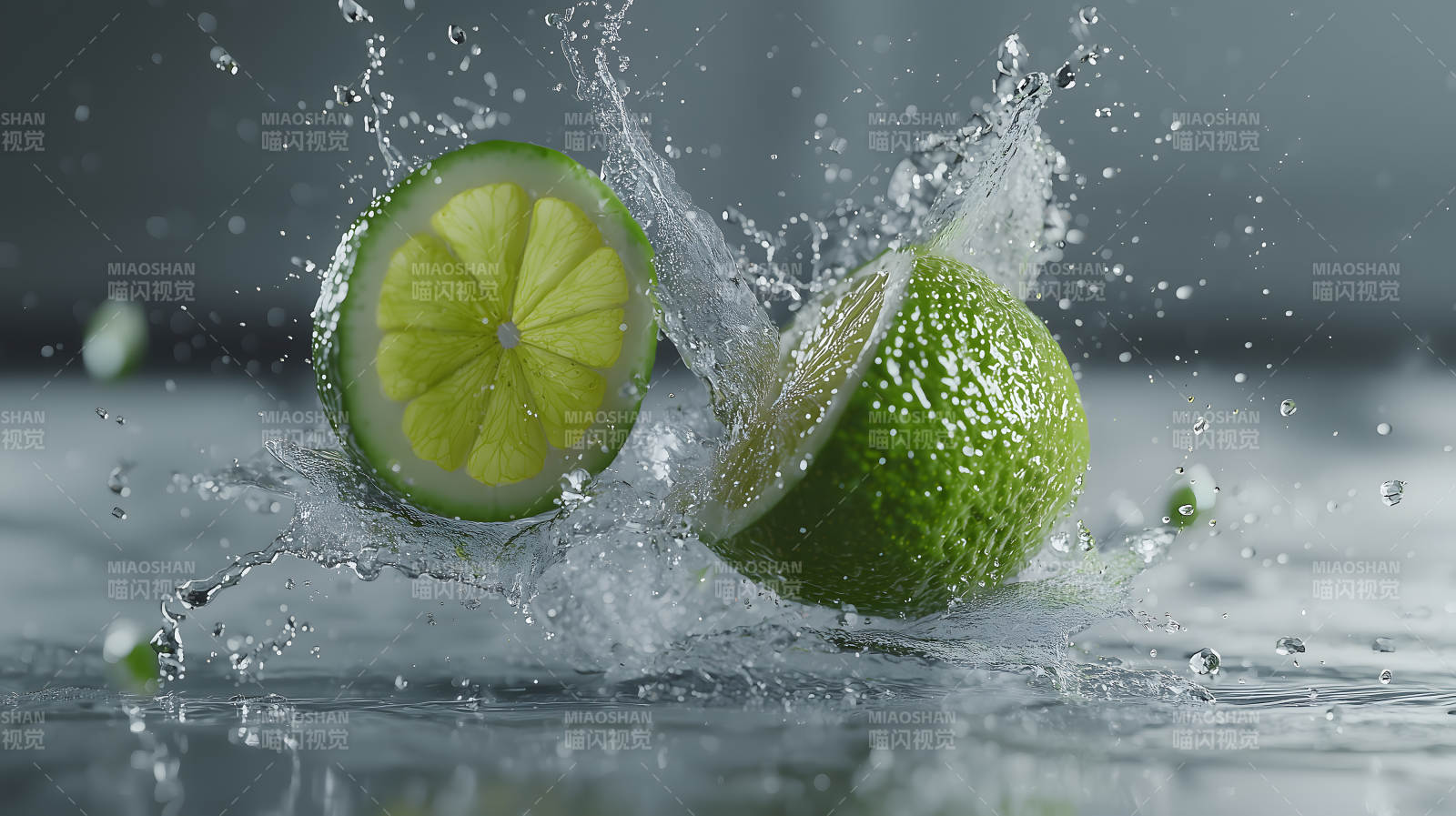 青柠飞溅的清爽瞬间图片