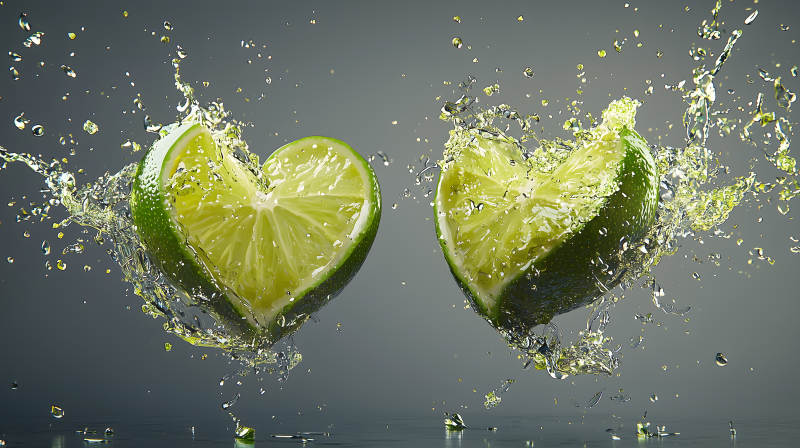 青柠爱心水花绽放图片