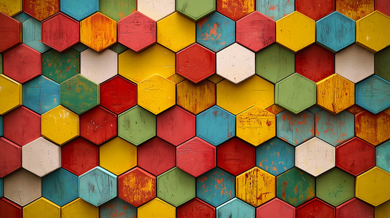 绚丽六边形艺术墙面图片