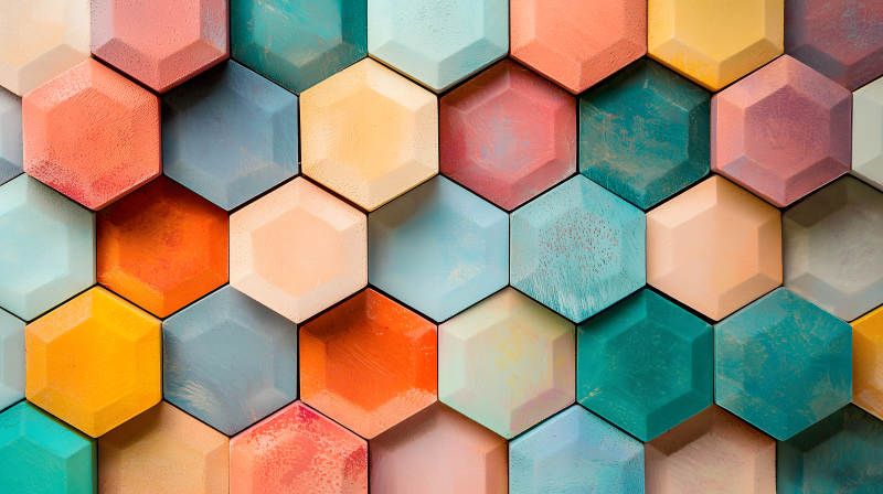 绚丽六边形艺术墙面图片