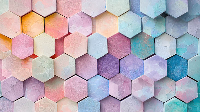 绚丽六边形艺术墙面图片