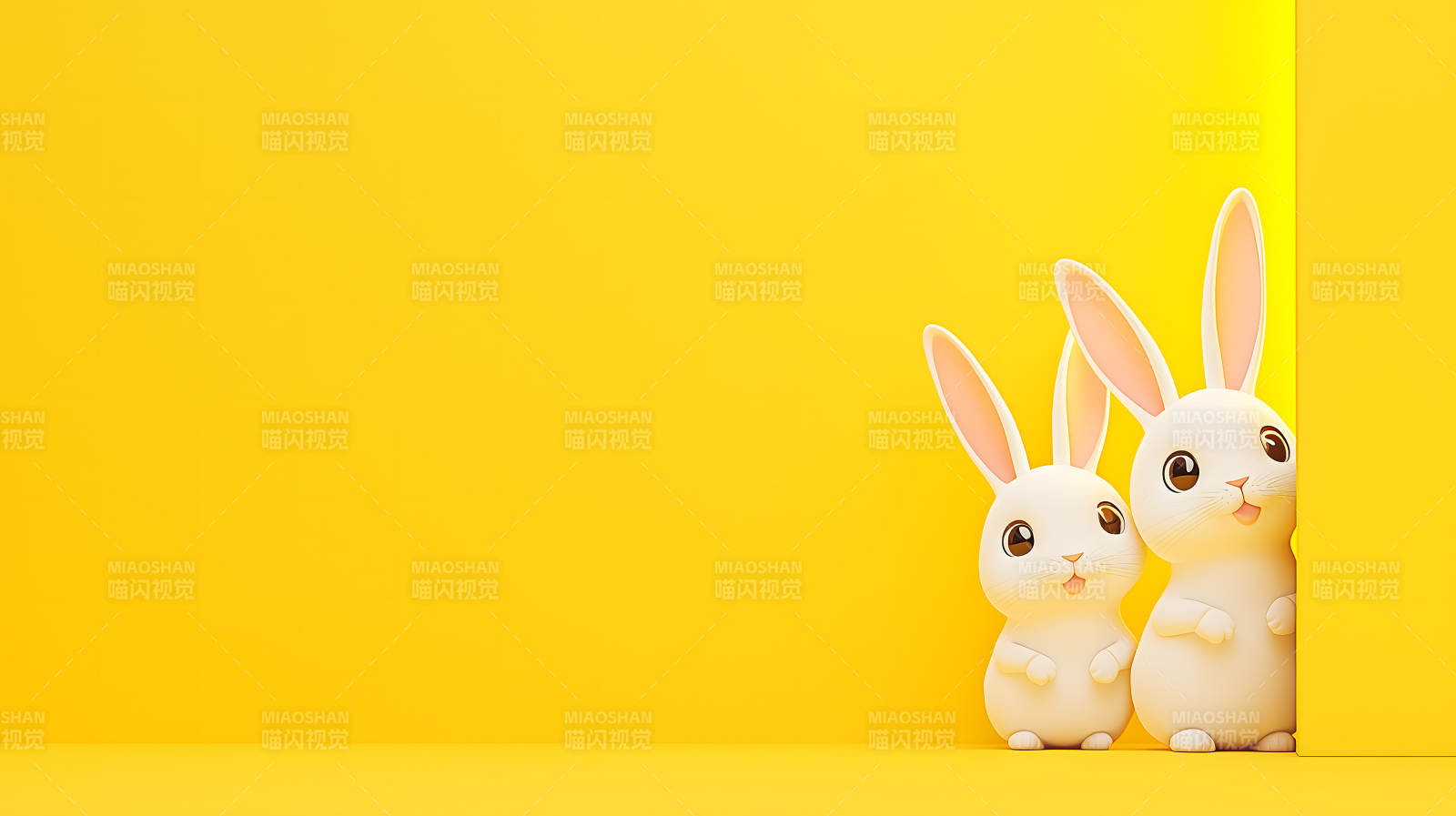 黄色背景下的兔子图片