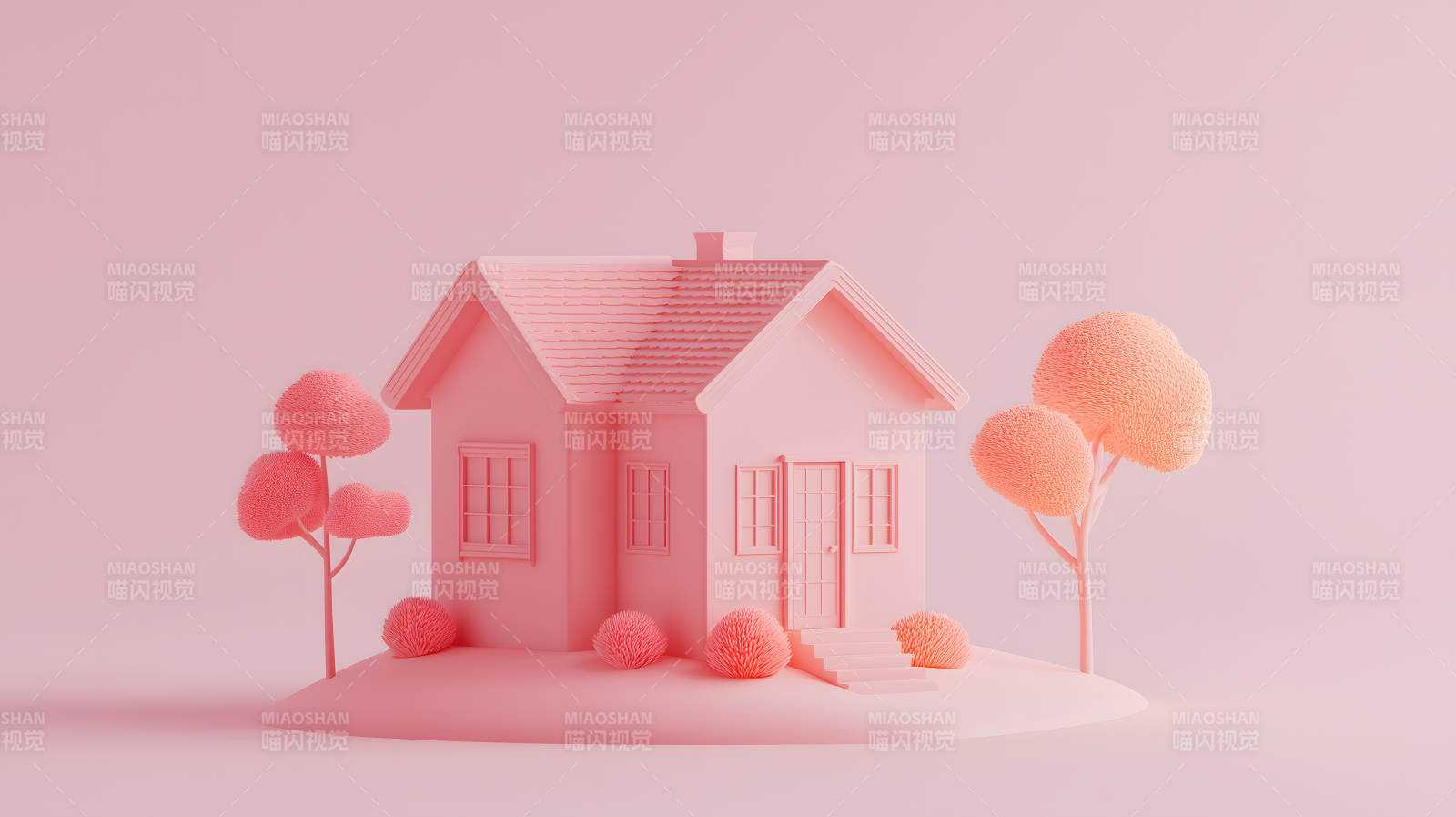 粉色梦幻小屋图片