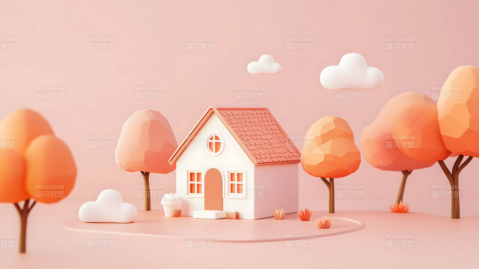 粉色梦幻小屋图片