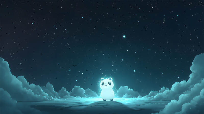 星空下的孤独熊猫图片