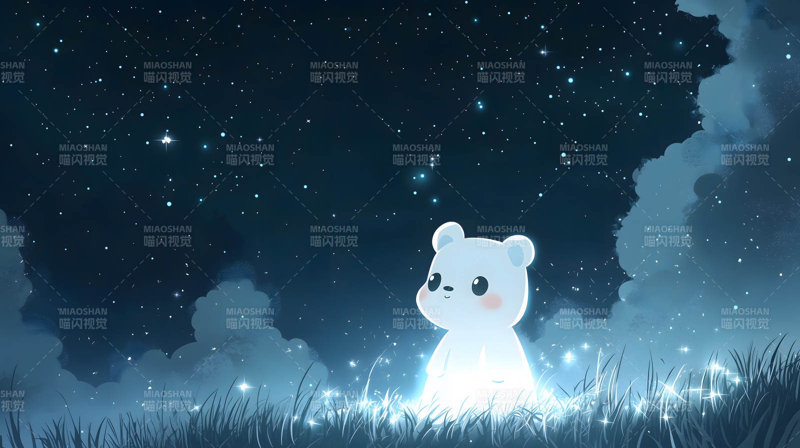 星空下的孤独熊猫图片