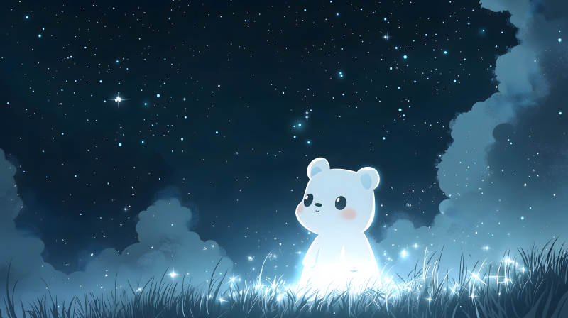 星空下的孤独熊猫图片